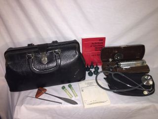Vintage Black Leather Doctor’s Bag W/ Tools