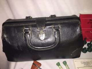 Vintage Black Leather Doctor’s Bag W/ Tools 4