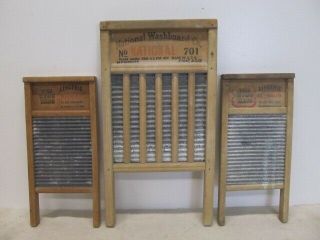 3 Antique Washboards - The Zinc King - Lingerie - National - 701 And (2) 702