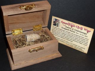 Civil War Bullet with Display Chest Battle of Chattanooga,  Tennessee,  Nov.  1863 7