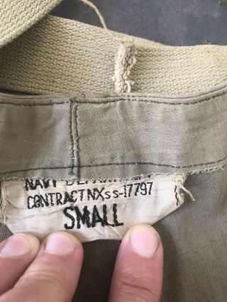 Vtg WWII USN US Navy Deck Pants Bib Overalls NXss - 17797 Small 8