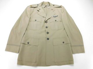 Vintage Us Air Force Maj Officer Military Uniform Khaki Tan Dress Coat Jacket 42