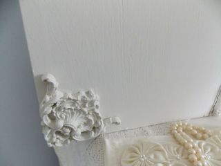 SHABBY WHITE WOOD COMP.  CHERUB & BARBOLA ROSE SWAG FIREPLACE TRIFOLD SCREEN 4