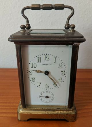 Antique Tiffany & Co.  Carriage Clock.  C1920s? Keywind.  Brass.  - As - Is