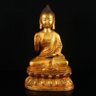 Chinese Gilt Gold Bronze Siddhartha Buddha Statue
