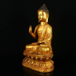 Chinese Gilt Gold Bronze Siddhartha Buddha Statue 2