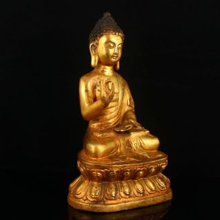 Chinese Gilt Gold Bronze Siddhartha Buddha Statue 3