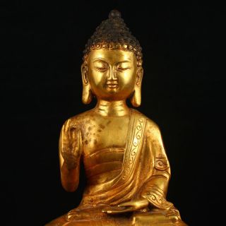 Chinese Gilt Gold Bronze Siddhartha Buddha Statue 5