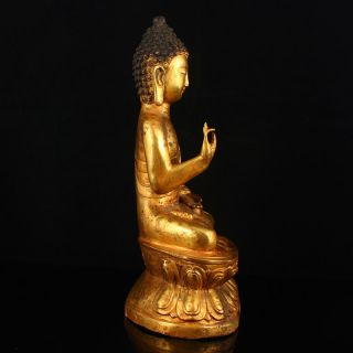 Chinese Gilt Gold Bronze Siddhartha Buddha Statue 7