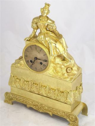 Antique Mantle Clock French Ormolu Bronze 8 Day Figural Empire Bell Striking 4