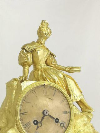 Antique Mantle Clock French Ormolu Bronze 8 Day Figural Empire Bell Striking 7