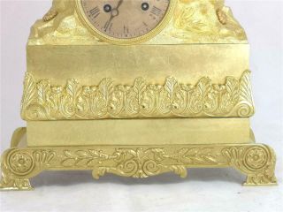 Antique Mantle Clock French Ormolu Bronze 8 Day Figural Empire Bell Striking 9