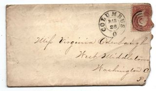 Oh Ohio Columbus Civil War Content Tod Barracks Letter Cover Envelope 1864