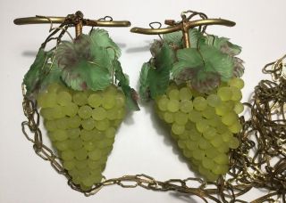 Vintage Art Nouveau Murano Czech Glass Grape Cluster Fruit Pendants