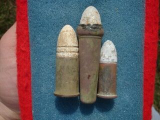 3 Safe Inert Civil War Cartridges Bullets Burnside,  Henry,  Spencer,  Atlanta,  Ga