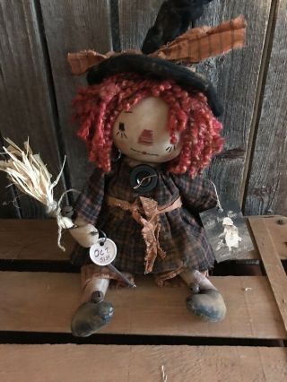 Primitive Little Bitty Folkart Raggedy Annie Halloween Witch Doll