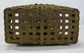Antique Triple Tiered Splint Woven Wall Basket Mustard Yellow Paint yqz 12