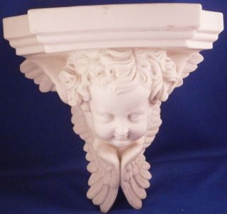 Antique 19thc American Parian Porcelain Figural Angel Wall Shelf America Usa Us