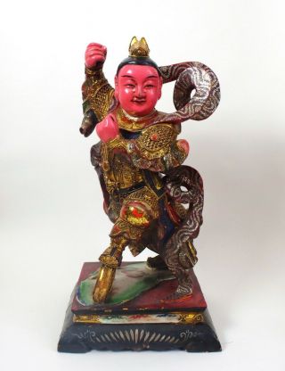 Large Antique Chinese 19th Century Gesso And Wood Figure