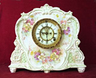 Lge Antique Ansonia Royal Bonn Striking Mantel Clock " La Marne ",  Open Escapement