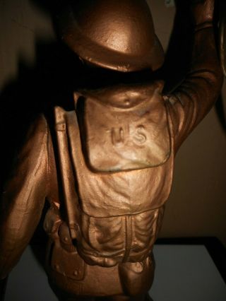 ANTIQUE WWI DOUGHBOY METAL SCULPTURE LAMP BY EREST MOORE VIQUESNEY - RARE 7