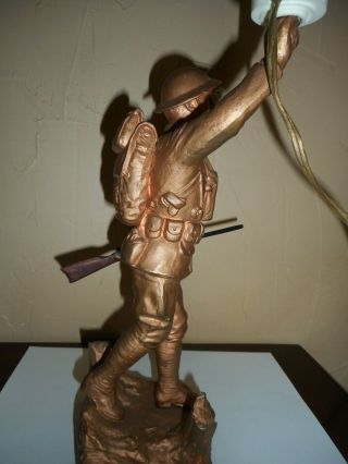 ANTIQUE WWI DOUGHBOY METAL SCULPTURE LAMP BY EREST MOORE VIQUESNEY - RARE 9