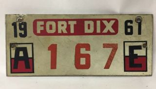 Vintage Fort Dix Army Air Base License Plate Nj Aluminum