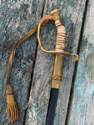 Antique Navy Sword,  Hilborn Hamburger w/ sleeve Made In US 8