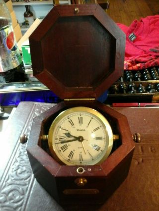 Boluva Quarts Maritime Clock In Wood Box Made In Germany