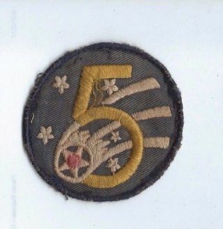 Ww2 Us Army 5th Air Force Theater Made Patch Pink Back Ssi Insignia