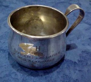 1993 Us Navy Uss Kersage Sterling Silver Christening Cup Officers & Ladies