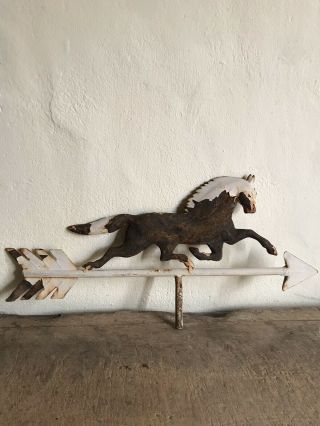 FOLKY Antique Metal Horse Weathervane Fragment Old Paint Folk Art AAFA Arrow 2