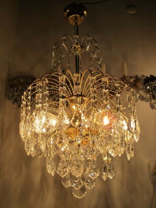 Vnt French Waterfall Style Real Swarovkski Crystal Chandelier 1960 