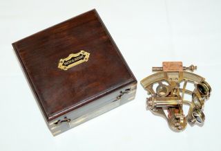 Vintage Antique Brass J.  Scott London Nautical Sextant With Wooden Box Gift Item 4