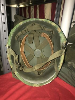 US Post WW2 WWII Korea Vietnam War Era M1 Helmet - Swivel Bale - Rear Seam - 9
