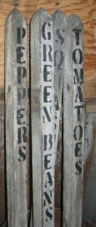 4 Wonderful Old Wooden Garden Signs,  Markers Great Old Paint,  Lettering Aafa Nr