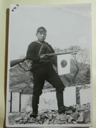 Ww2 Japanese Picture Which Loaded Hata On A Gun Of A Navy Land Battle Corps.  Good