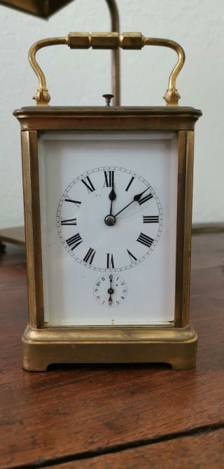 Gorgeous Antique French Carriage Clock W/ Porcelain Dial & Key Made In France
