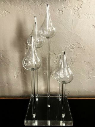 Vtg Belag Glass Lucite Acrylic Tulip Stem Oil Lamp Centerpiece Bela Agnes Nagy