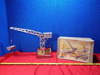 Antique Toy Tin Litho Mechanical Wind - Up Toy Construction Crane