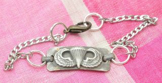 Vintage Sterling Silver Us Army Paratrooper Id Bracelet 8  186
