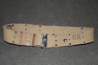 Ww2 U.  S.  Army Issued Od Web Gun Belt,  Maker Stamped & 1943 D.