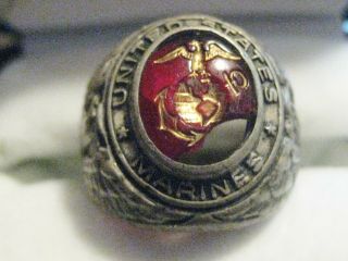 Vintage U.  S.  Marine Corp Sterling Silver Ring - Size 9 3/4