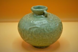 14th Century - RARE Chinese Yuan,  CELADON,  5 Claw Dragon POT Jarlet Vase 10