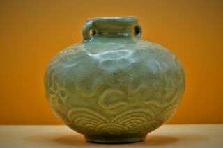 14th Century - RARE Chinese Yuan,  CELADON,  5 Claw Dragon POT Jarlet Vase 4