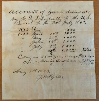1863 C D Schubarth Muskets Civil War Guns Manuscript Us Government Union Army