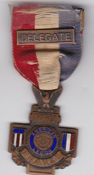 Wwi American Legion Veteran Return To Paris France 1917 - 1927 Medal