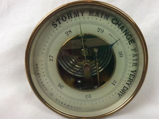 Antique French Hpbn Holosteric Brass Barometer