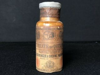 Antique Medicine Bottle Sulphate Of Quinine Boehringer & Soehne Full