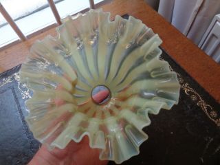 Antique/Art Nouveau Vaseline Glass Light Shade (Shade Only) 3